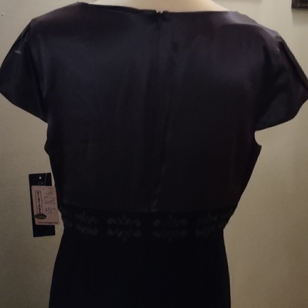 New Jones New York Women's Size 14 Classic‎ Black Dress Embroidered Midriff - Picture 6 of 14